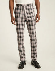 BLACK PLAID SLIM FIT DRESS PANTS
