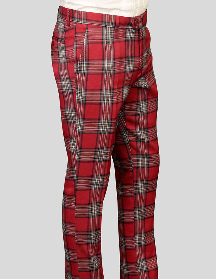RED PLAID SLIM FIT DRESS PANTS – Bachrach