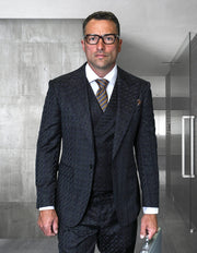 POMPEI 3 PC BLACK MODERN FIT SUIT