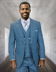 RIGATO 3 PC JADE WINDOW PANE REGULAR FIT SUIT