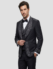 ROBERTO 3 PC WHITE RHINESTONE MODERN FIT LUXURY TUXEDO