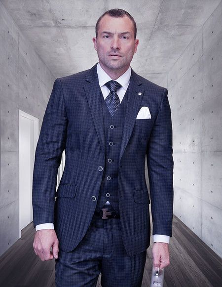 SALOTE 3 PC BLUE MODERN FIT SUIT