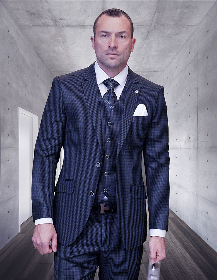 SALOTE 3 PC BLUE MODERN FIT SUIT