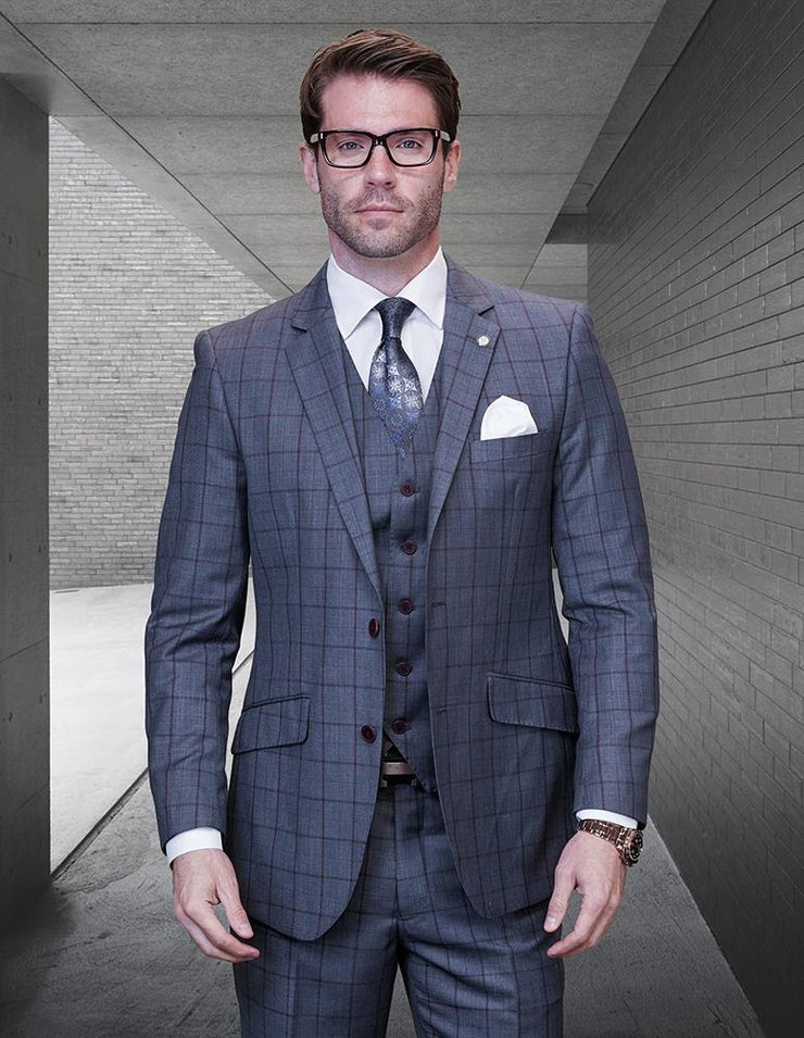 SALVATORE 3 PC CHARCOAL MODERN FIT SUIT