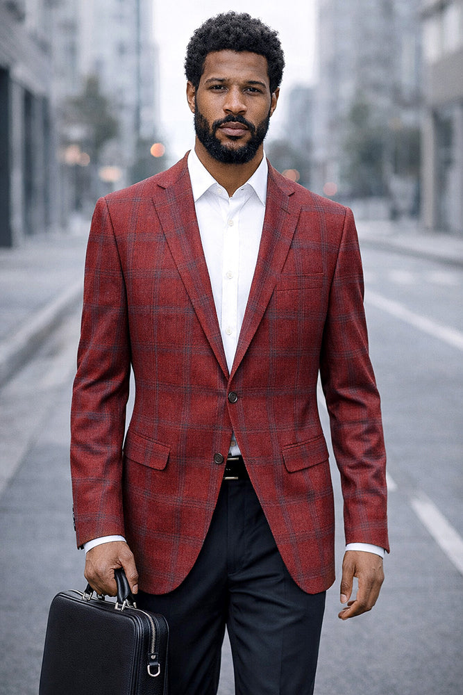 SAVONA-2-BURGUNDY-STATEMENT SUPER 200'S ITALIAN PLAID WOOL FABRIC