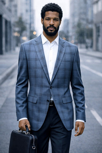 SAVONA-3-INDIGO-STATEMENT SUPER 200'S ITALIAN PLAID WOOL FABRIC