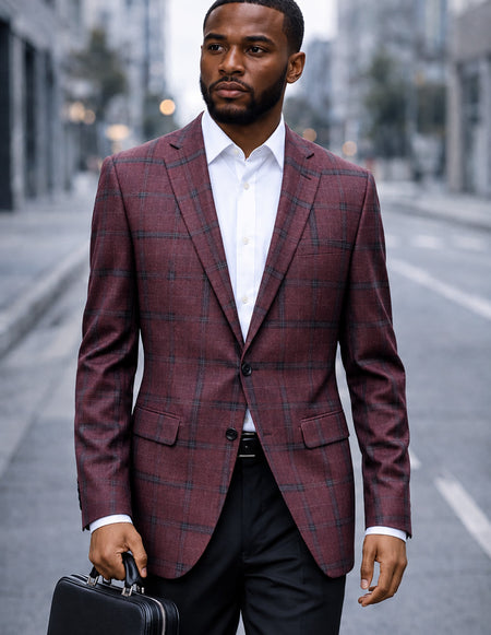 SAVONA-3-PLUM-STATEMENT SUPER 200'S ITALIAN PLAID WOOL FABRIC