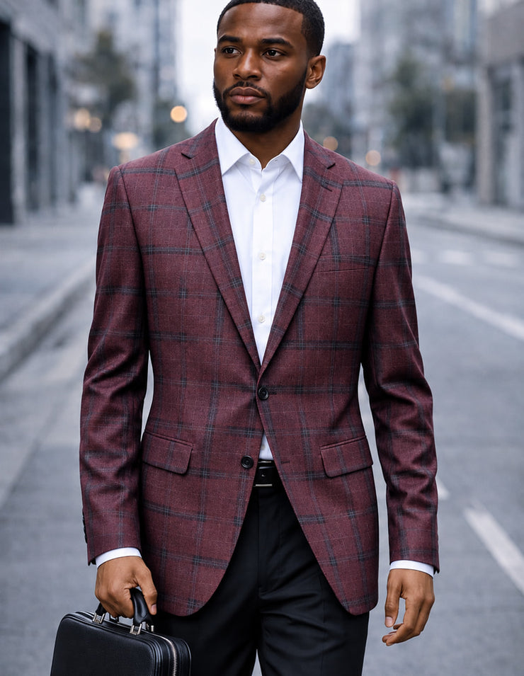 SAVONA-3-PLUM-STATEMENT SUPER 200'S ITALIAN PLAID WOOL FABRIC