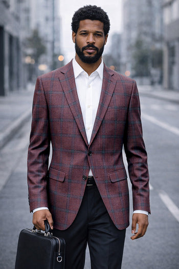 SAVONA-3-PLUM-STATEMENT SUPER 200'S ITALIAN PLAID WOOL FABRIC