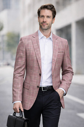 SAVONA-4-DUSTY ROSE-STATEMENT SUPER 200'S ITALIAN PLAID WOOL FABRIC