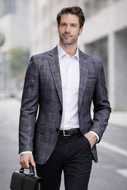 SAVONA-4-GRAY-STATEMENT SUPER 200'S ITALIAN PLAID WOOL FABRIC