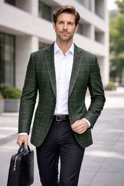 SAVONA-6-HUNTER-STATEMENT SUPER 200'S ITALIAN PLAID WOOL FABRIC