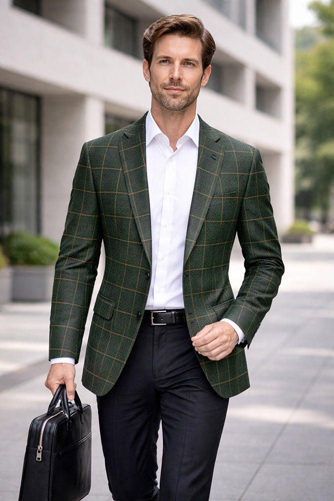 SAVONA-6-HUNTER-STATEMENT SUPER 200'S ITALIAN PLAID WOOL FABRIC
