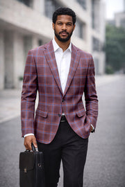 SAVONA-7-MAUVE-STATEMENT SUPER 200'S ITALIAN PLAID WOOL FABRIC