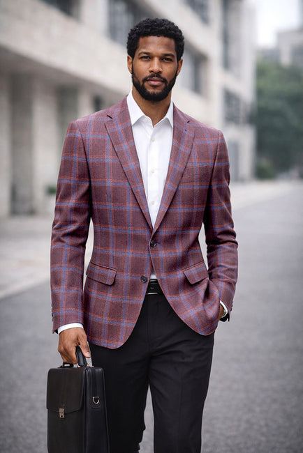 SAVONA-7-MAUVE-STATEMENT SUPER 200'S ITALIAN PLAID WOOL FABRIC