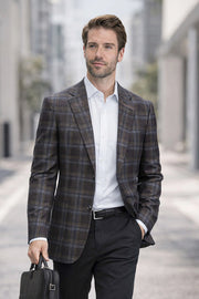 SAVONA-8-BROWN-STATEMENT SUPER 200'S ITALIAN PLAID WOOL FABRIC