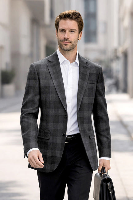 SAVONA-9-BLACK-STATEMENT SUPER 200'S ITALIAN PLAID WOOL FABRIC