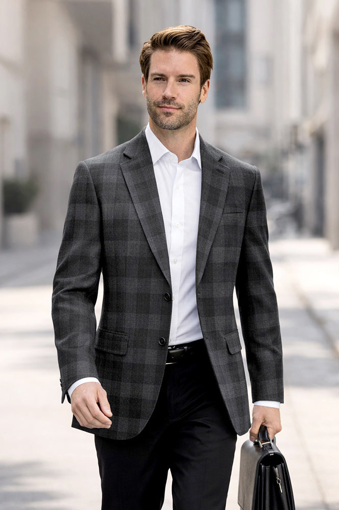 SAVONA-9-BLACK-STATEMENT SUPER 200'S ITALIAN PLAID WOOL FABRIC