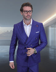 DEVIN 2 PC INDIGO DOUBLE BREASTED MODERN FIT SUIT
