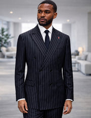 BLACK DOUBLE BREASTED BOLD PINSTRIPE
