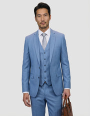 STAVROS 3 PC STEEL BLUE MODERN FIT SUIT