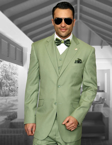 STAVROS 3 PC APPLE GREEN MODERN FIT SUIT