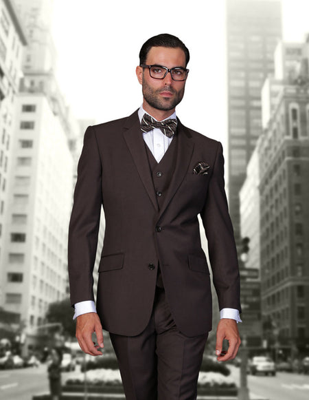 STAVROS 3 PC BROWN MODERN FIT SUIT