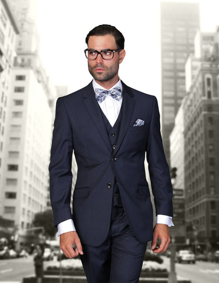 STAVROS 3 PC NAVY MODERN FIT SUIT