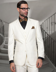 STAVROS 3 PC OFF WHITE MODERN FIT SUIT