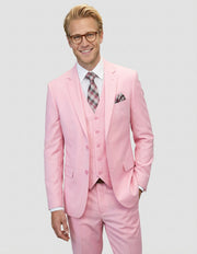 STAVROS 3 PC PINK MODERN FIT SUIT