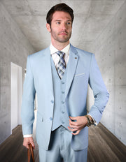 STAVROS 3 PC POWDER BLUE MODERN FIT SUIT