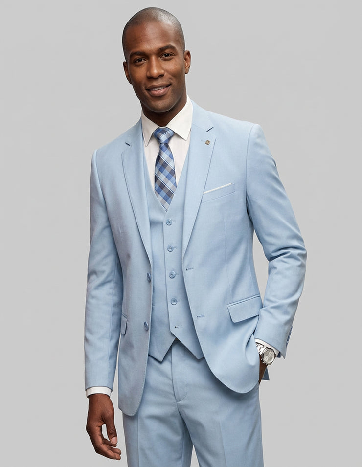 STAVROS 3 PC POWDER BLUE MODERN FIT SUIT