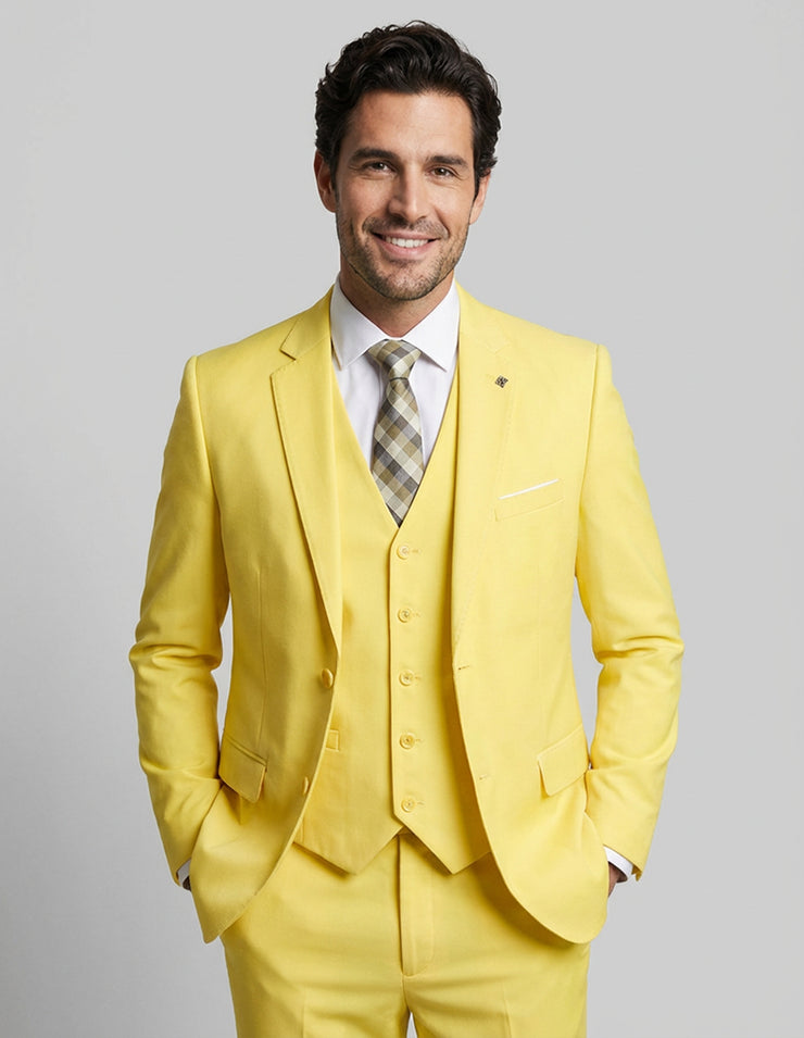 STAVROS 3 PC YELLOW MODERN FIT SUIT