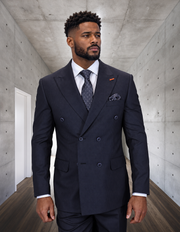 SALOTE 2 PC BLACK DOUBLE BREASTED MODERN FIT SUIT