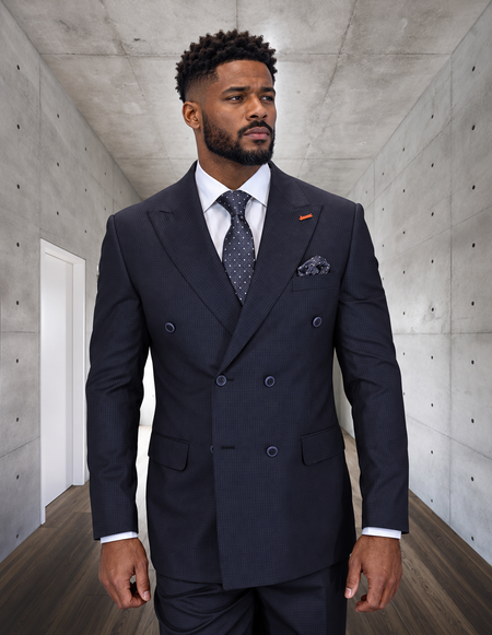 SALOTE 2 PC BLACK DOUBLE BREASTED MODERN FIT SUIT
