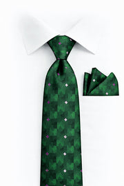 GREEN DOT 2 PC TIE & HANKIE SET
