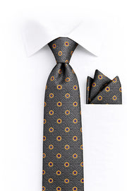 GRAY DOT 2 PC TIE & HANKIE SET