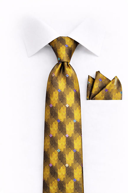 GOLD DOT 2 PC TIE & HANKIE SET