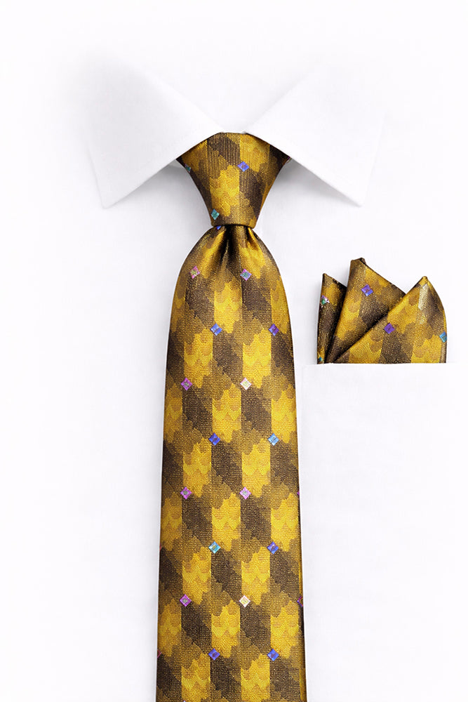 GOLD DOT 2 PC TIE & HANKIE SET