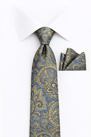 BLUE PAISLEY 2 PC TIE & HANKIE SET