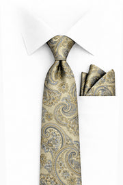 GOLD PAISLEY 2 PC TIE & HANKIE SET