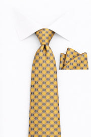 GOLD GEO 2 PC TIE & HANKIE SET
