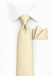 CREAM PAISLEY 2 PC TIE & HANKIE SET