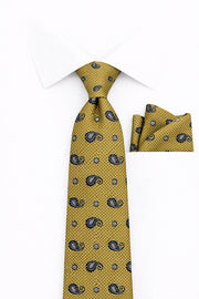 GOLD PAISLEY 2 PC TIE & HANKIE SET