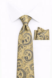GOLD PAISLEY 2 PC TIE & HANKIE SET
