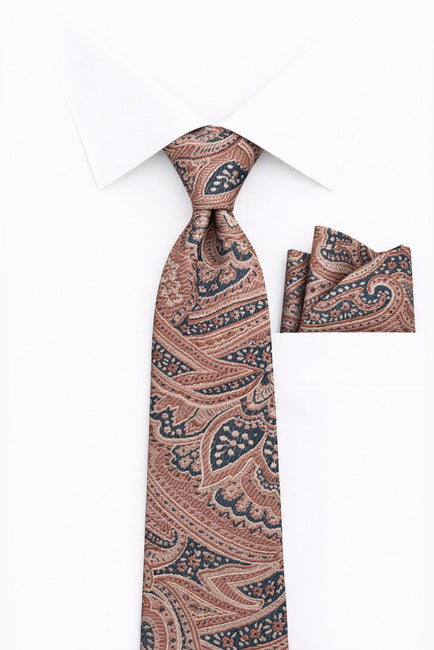 PINK PAISLEY 2 PC TIE & HANKIE SET