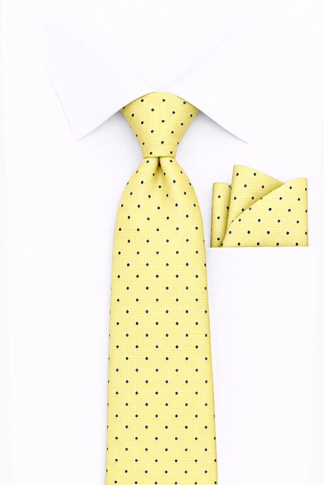 YELLOW DOT 2 PC TIE & HANKIE SET