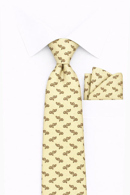 YELLOW PAISLEY 2 PC TIE & HANKIE SET