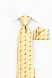 CREAM PAISLEY 2 PC TIE & HANKIE SET
