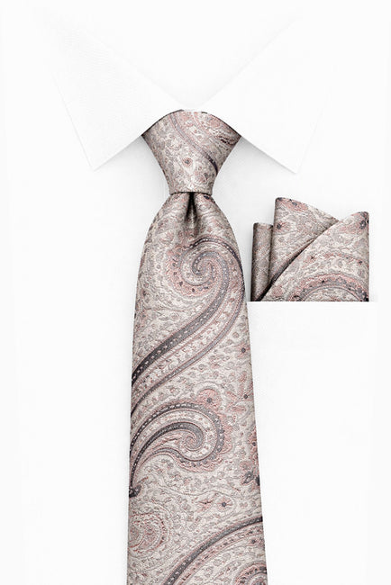 PINK PAISLEY 2 PC TIE & HANKIE SET